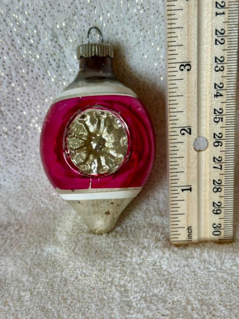 Shiny Brite double indent drop Vintage glass ornament